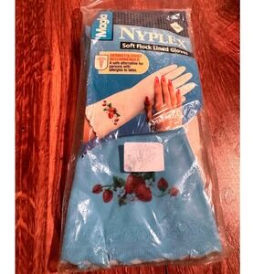 Vintage 1998 Nyplex Flock Lined Gloves Size Small New Old Stock Rare Blue color